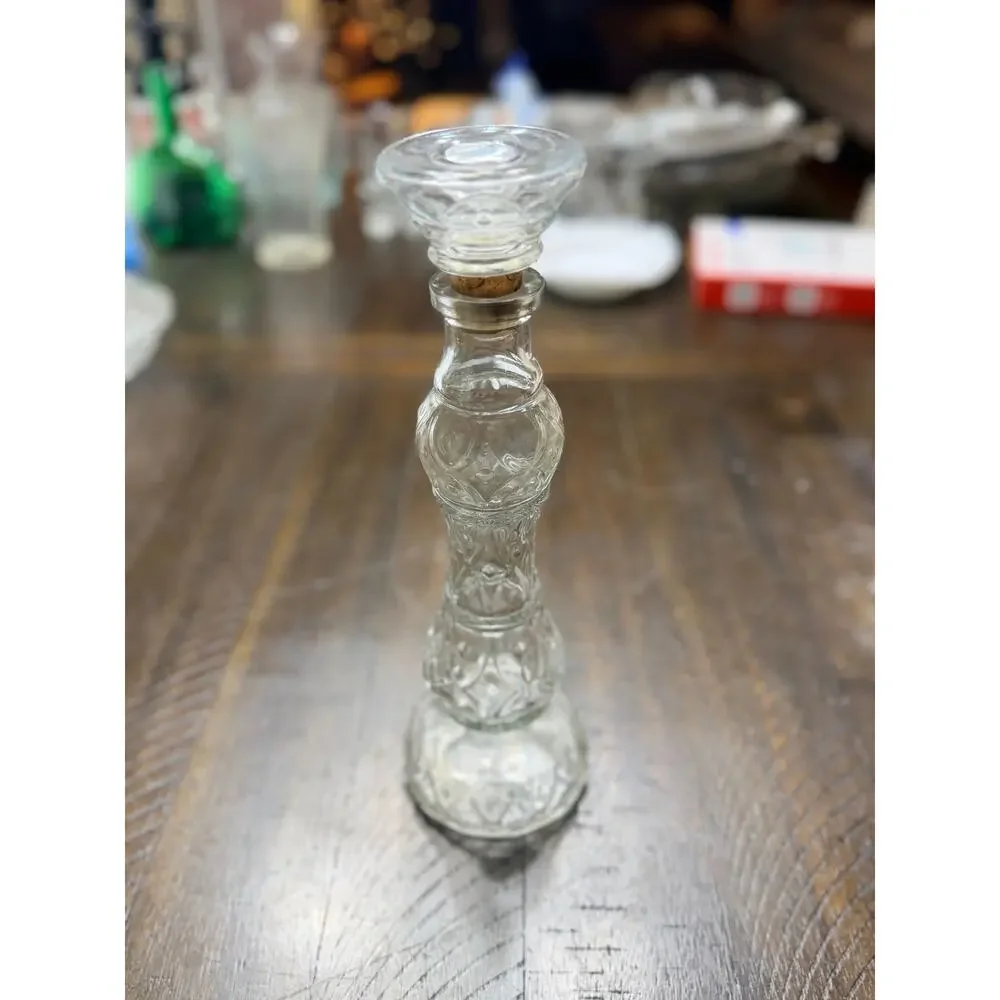 Vintage Liquor Bottle Glass Decanter w/ Stopper Crystal Barware 10